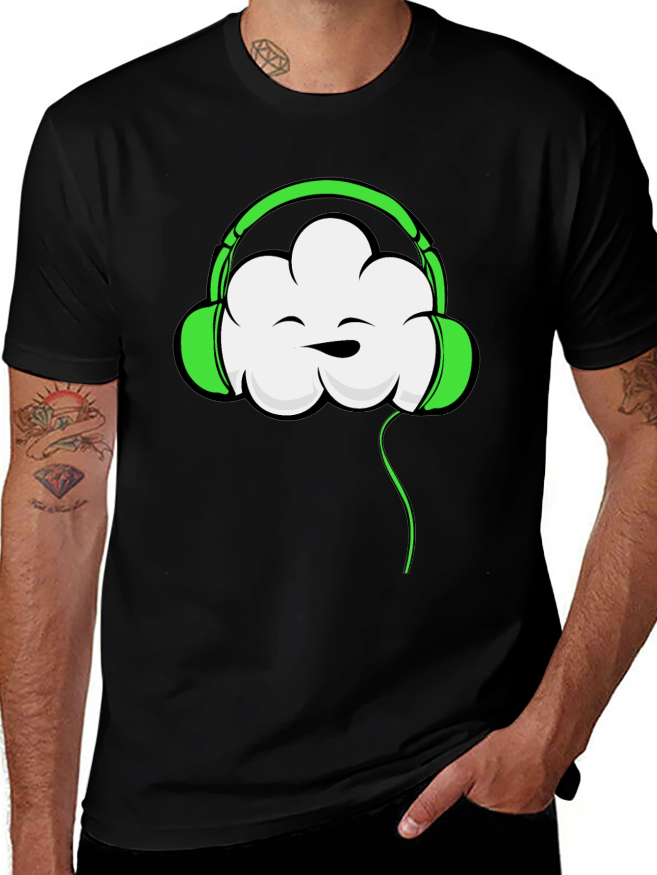 Funky Cloud Headphones Graphic T-Shirt