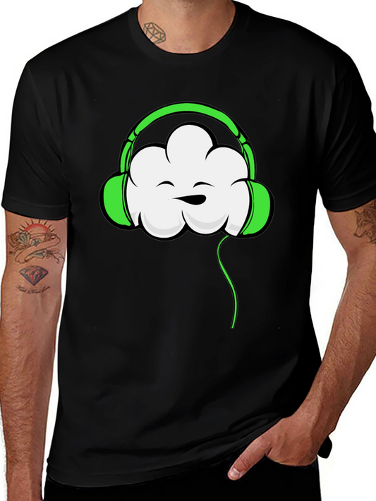 Funky Cloud Headphones Graphic T-Shirt