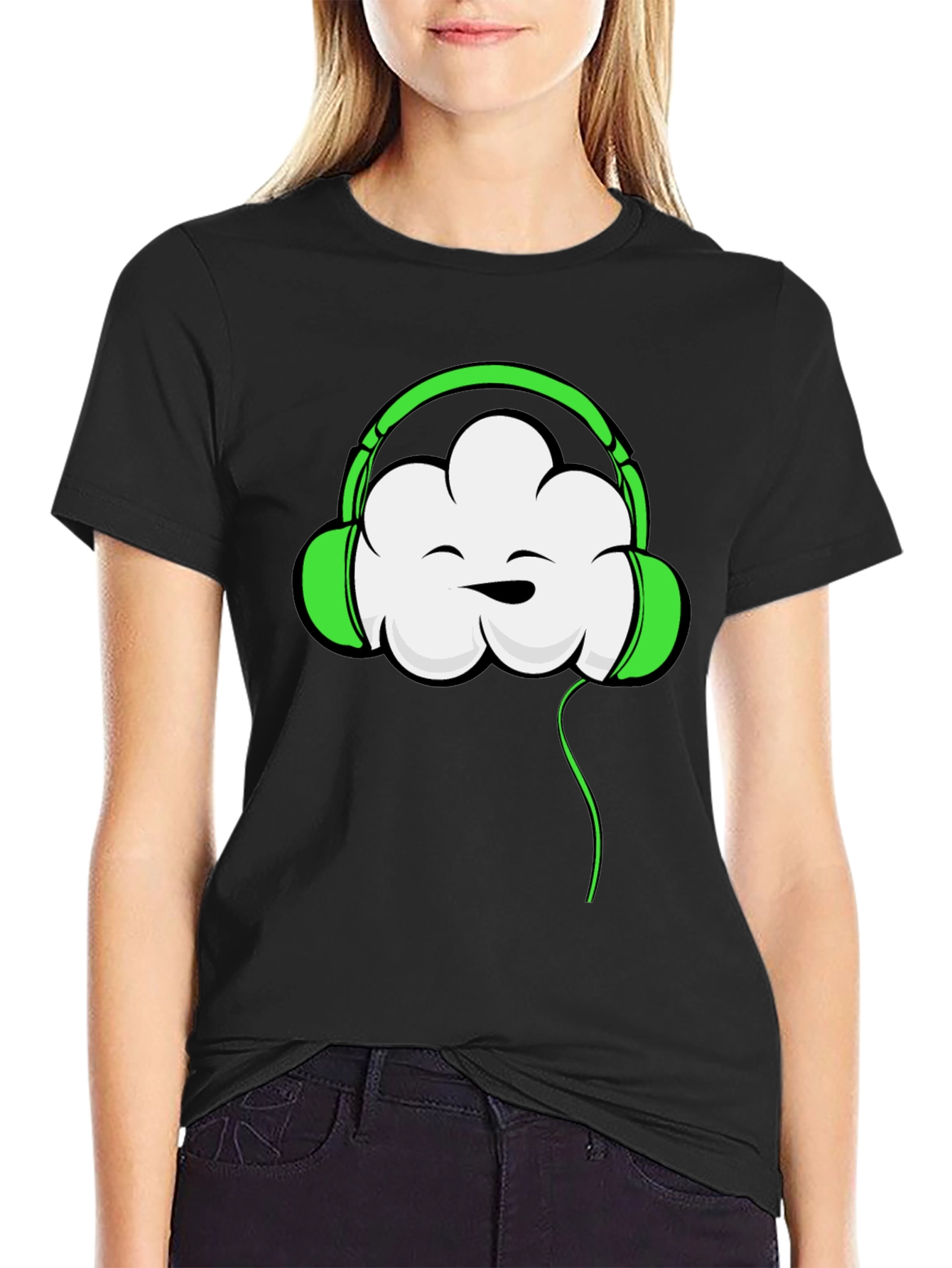 Funky Cloud Headphones Graphic T-Shirt