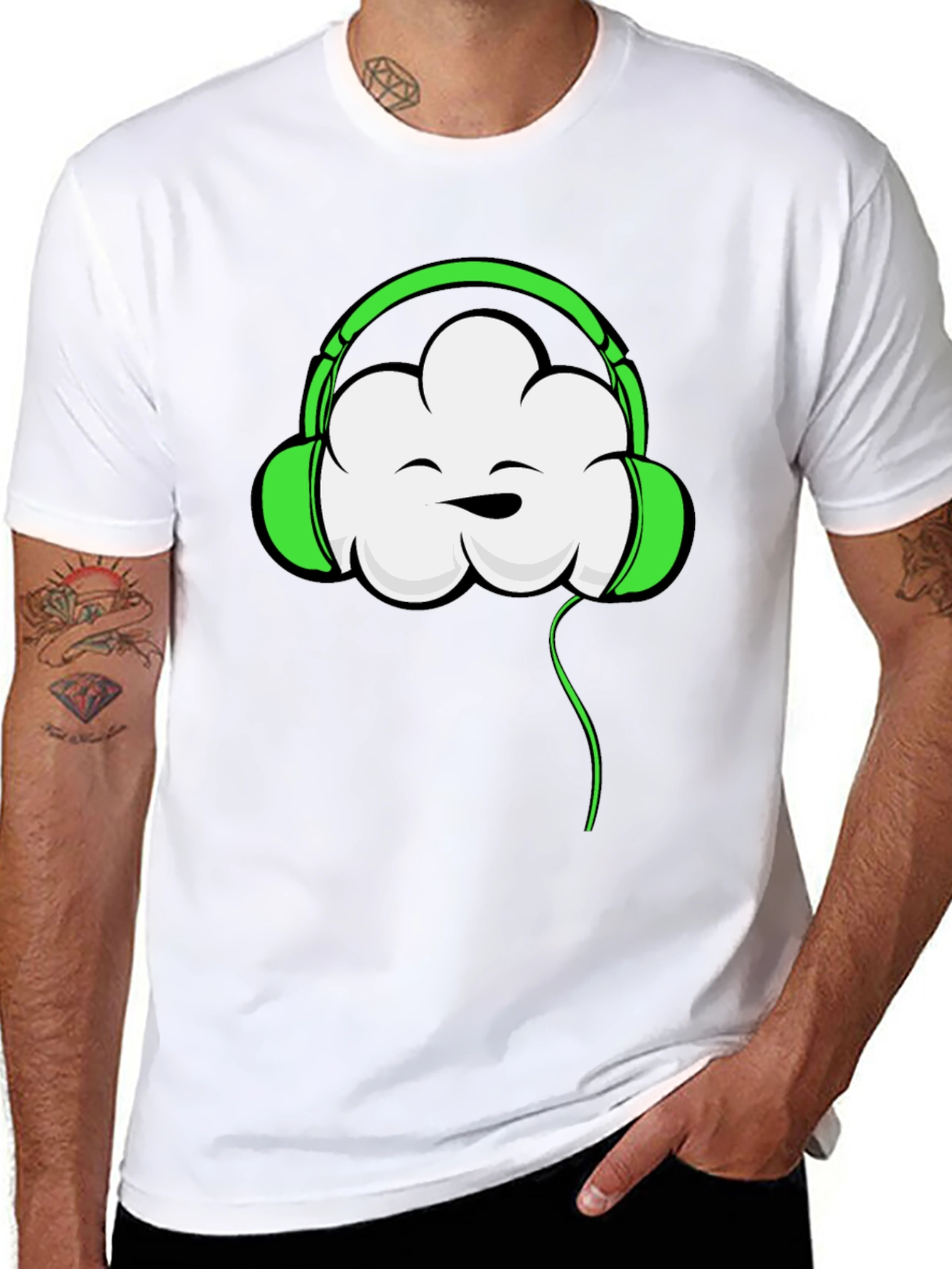 Funky Cloud Headphones Graphic T-Shirt