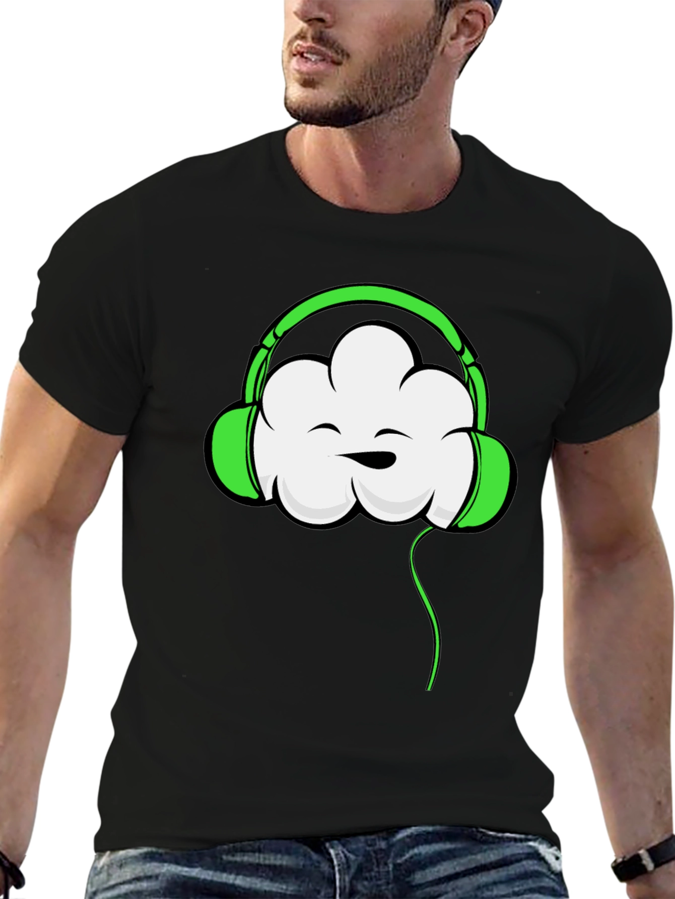 Funky Cloud Headphones Graphic T-Shirt