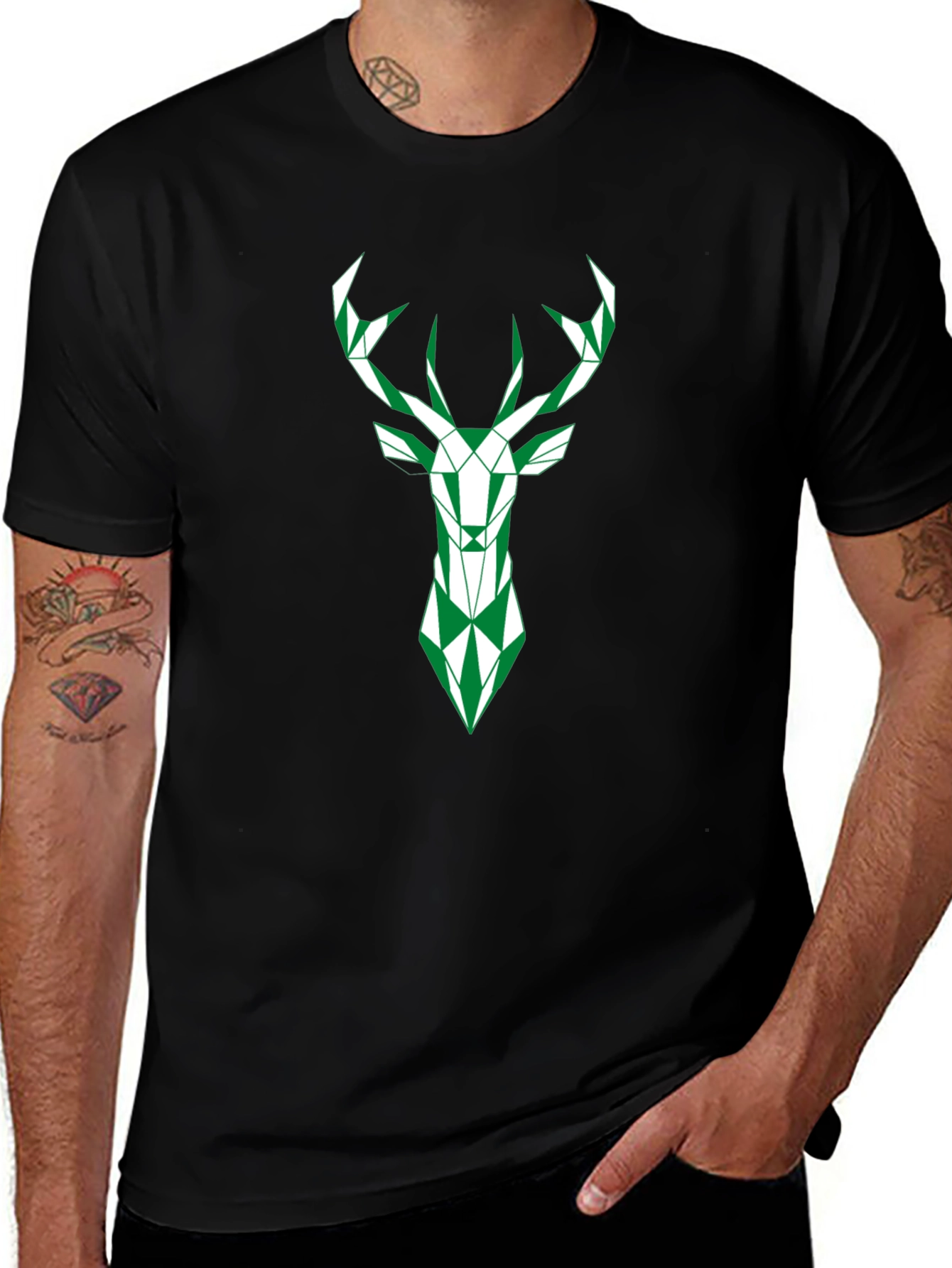 Geometric Deer Graphic Tee - Modern Style