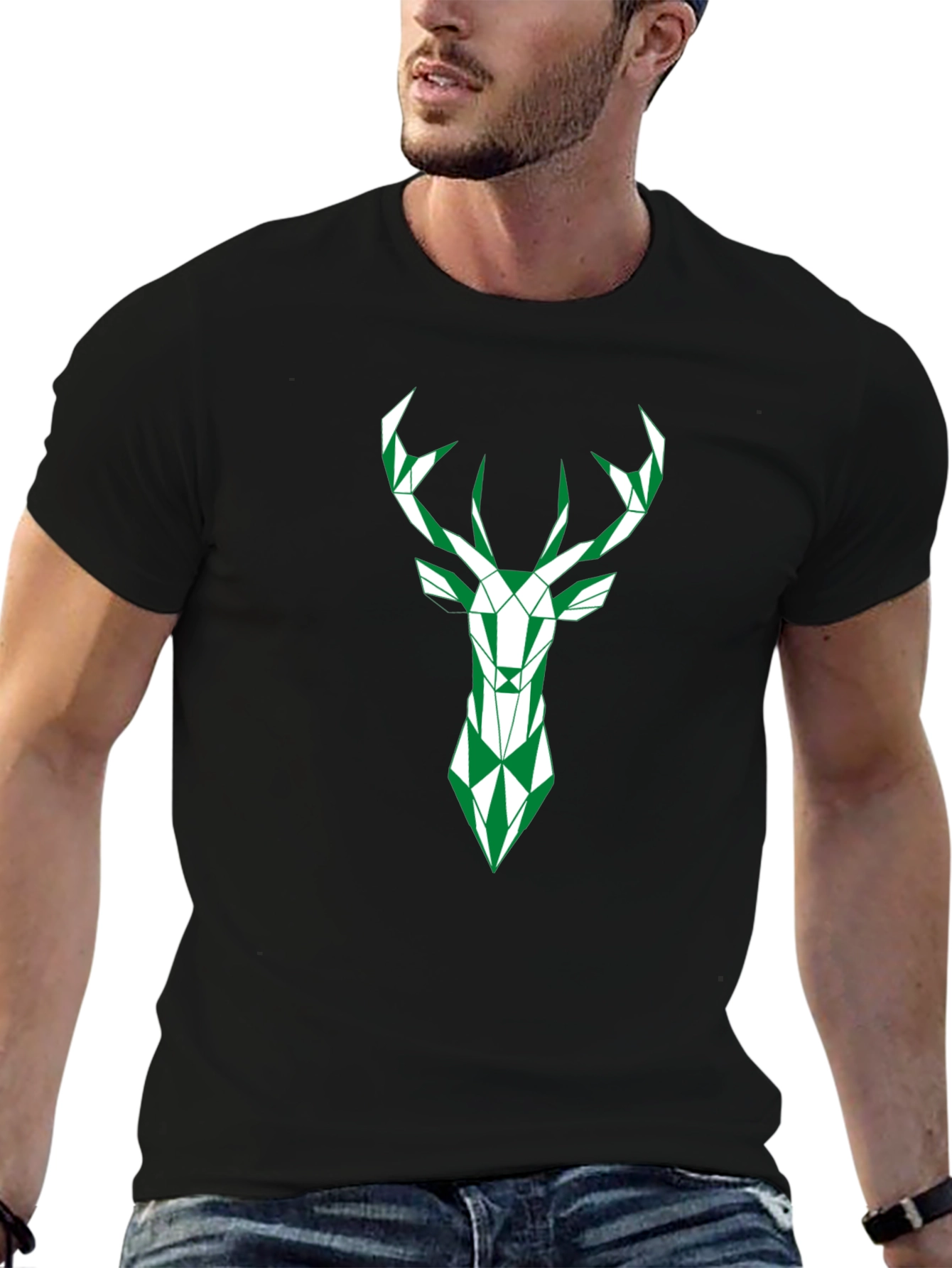 Geometric Deer Graphic Tee - Modern Style