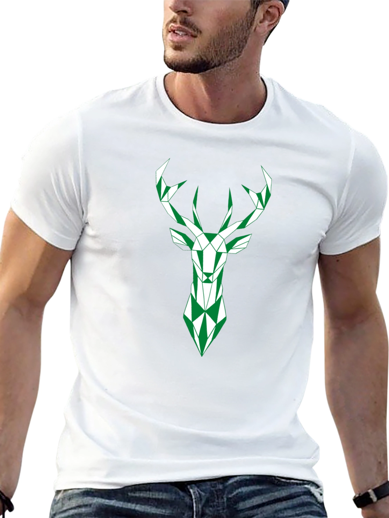 Geometric Deer Graphic Tee - Modern Style