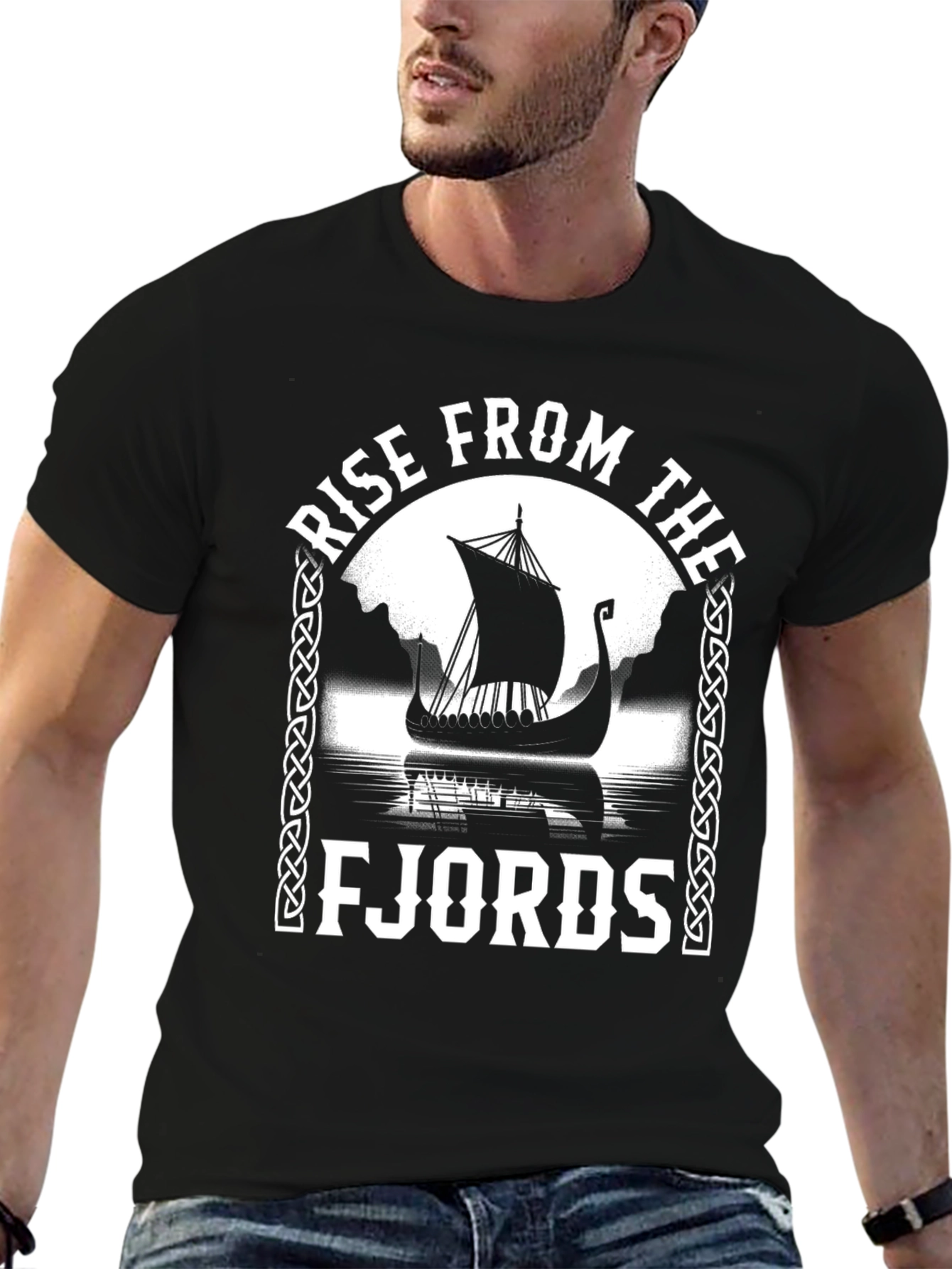 Rise From The Fjords Viking Ship Graphic Tee