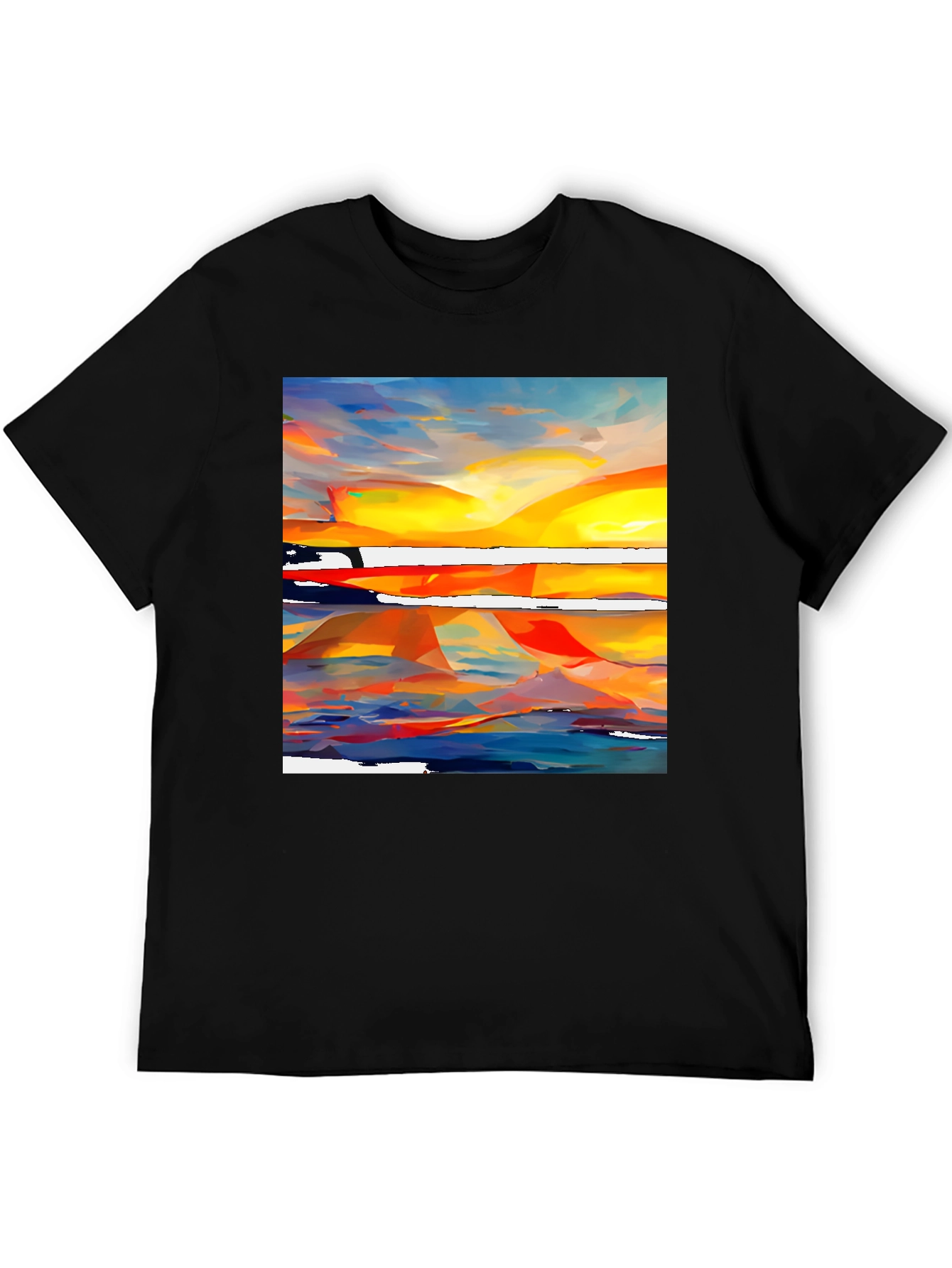 Abstract Sunset Graphic Tee - Vibrant Artistic Design