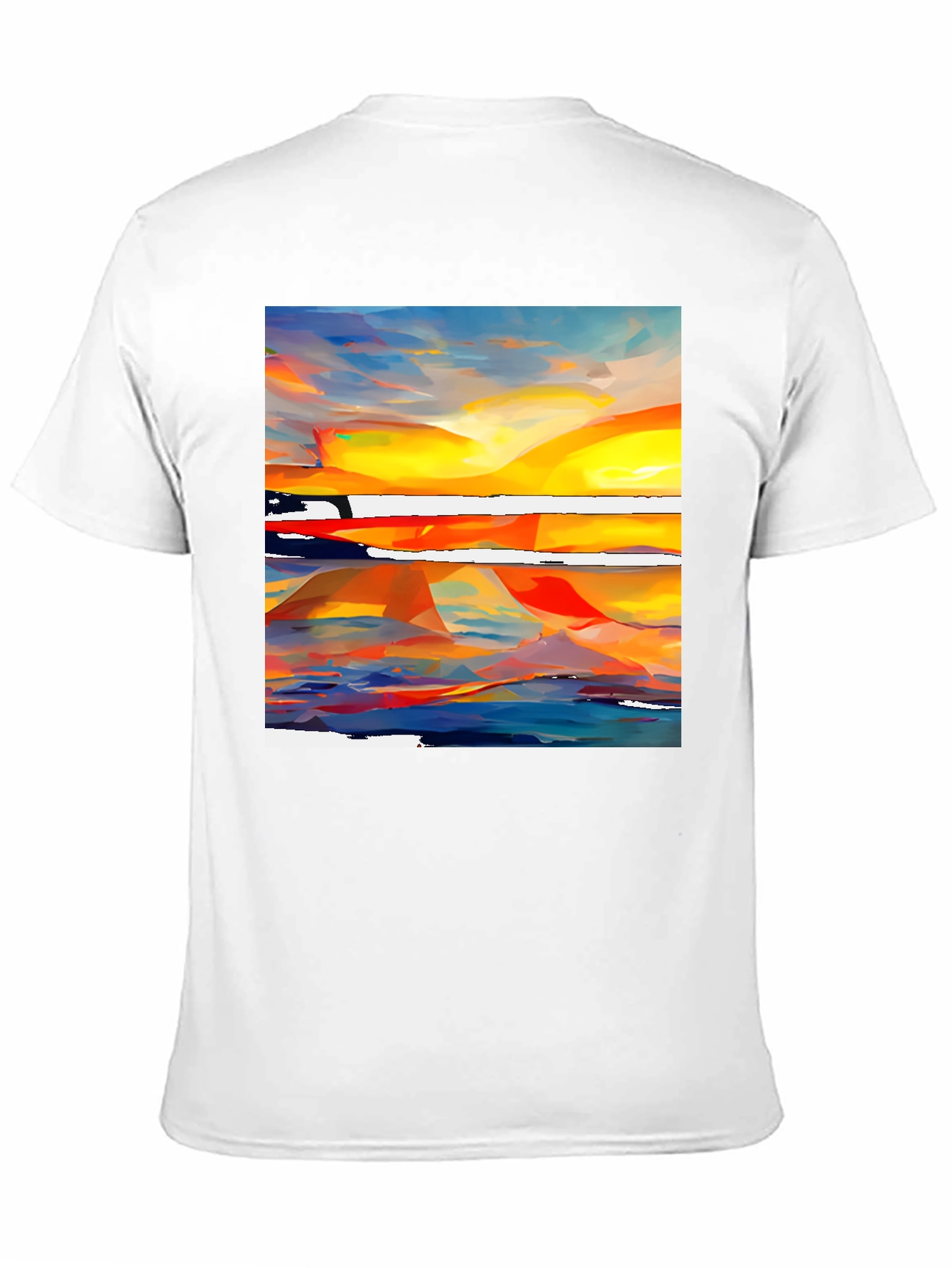 Abstract Sunset Graphic Tee - Vibrant Artistic Design