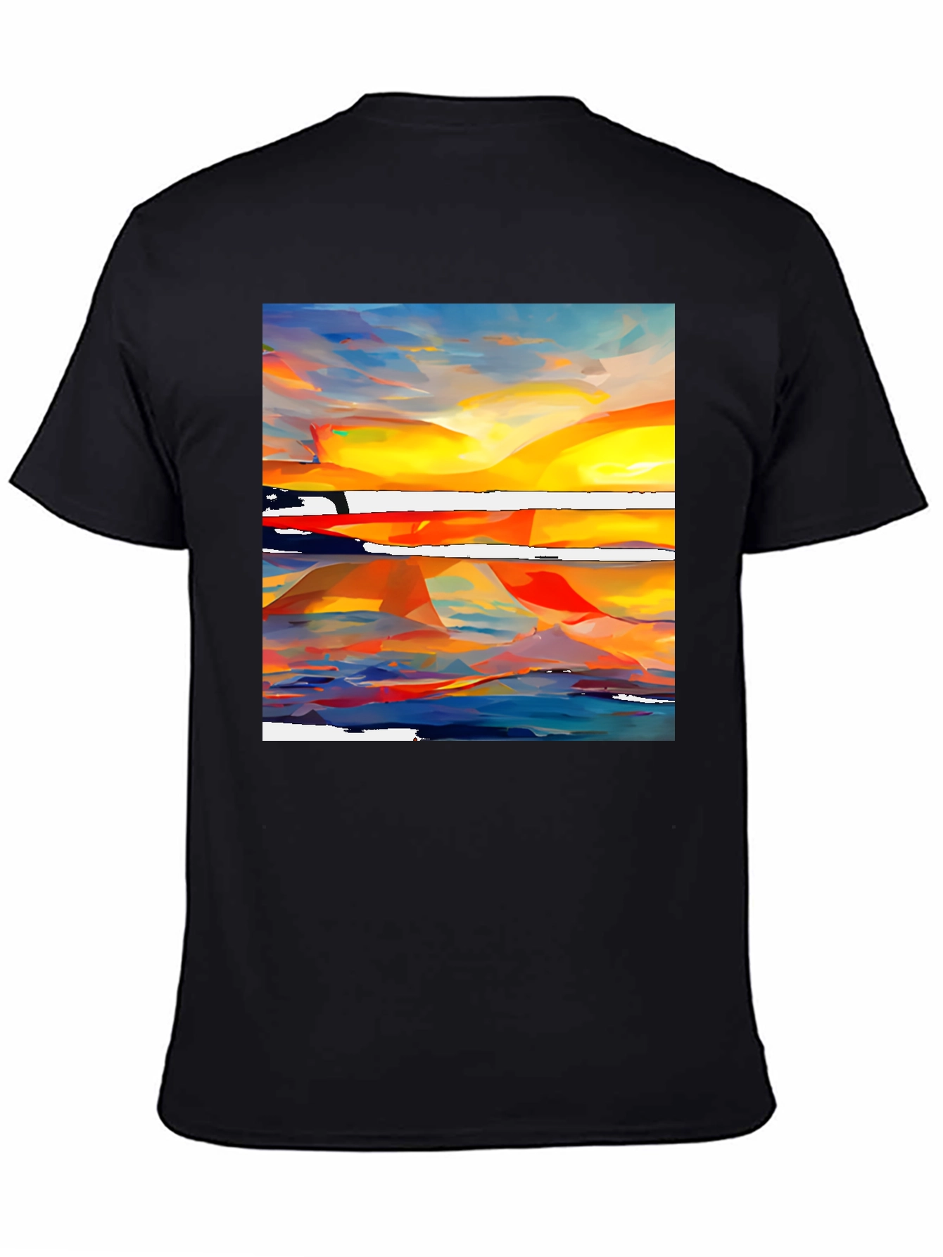 Abstract Sunset Graphic Tee - Vibrant Artistic Design