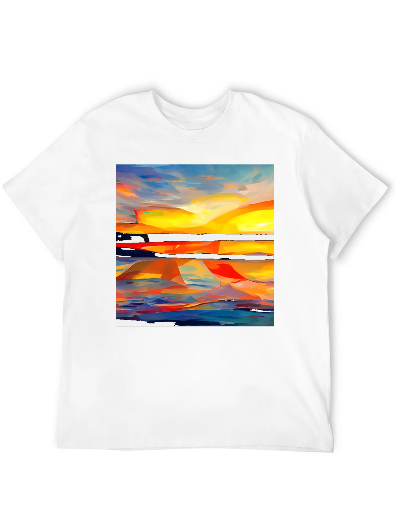 Abstract Sunset Graphic Tee - Vibrant Artistic Design