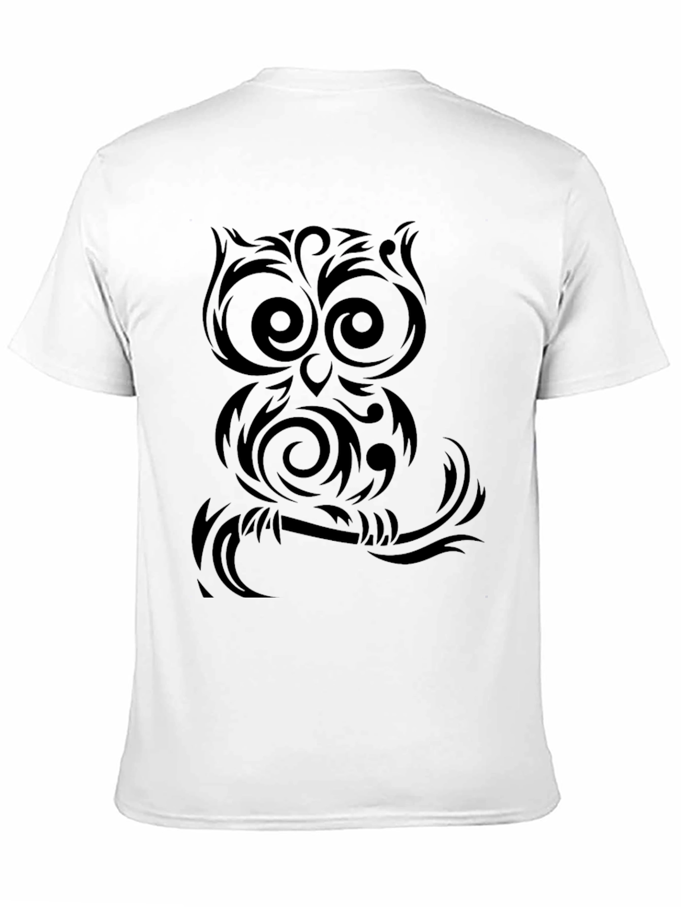Tribal Owl Graphic Tee - Black Cotton Shirt