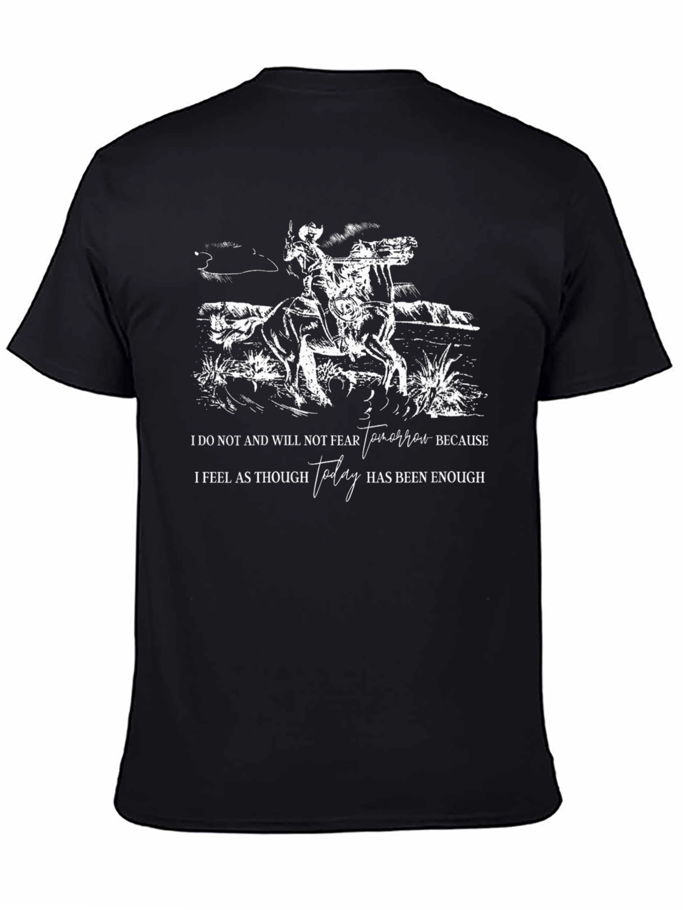 Cowboy Graphic Tee: Live for Today Black T-Shirt
