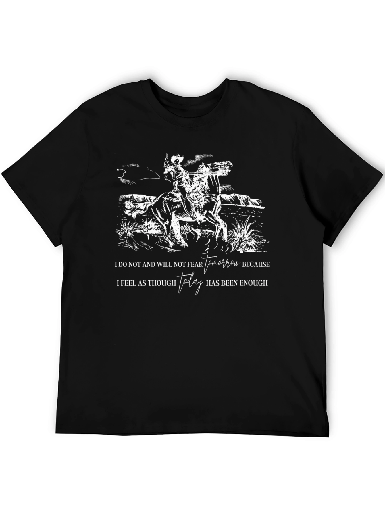Cowboy Graphic Tee: Live for Today Black T-Shirt