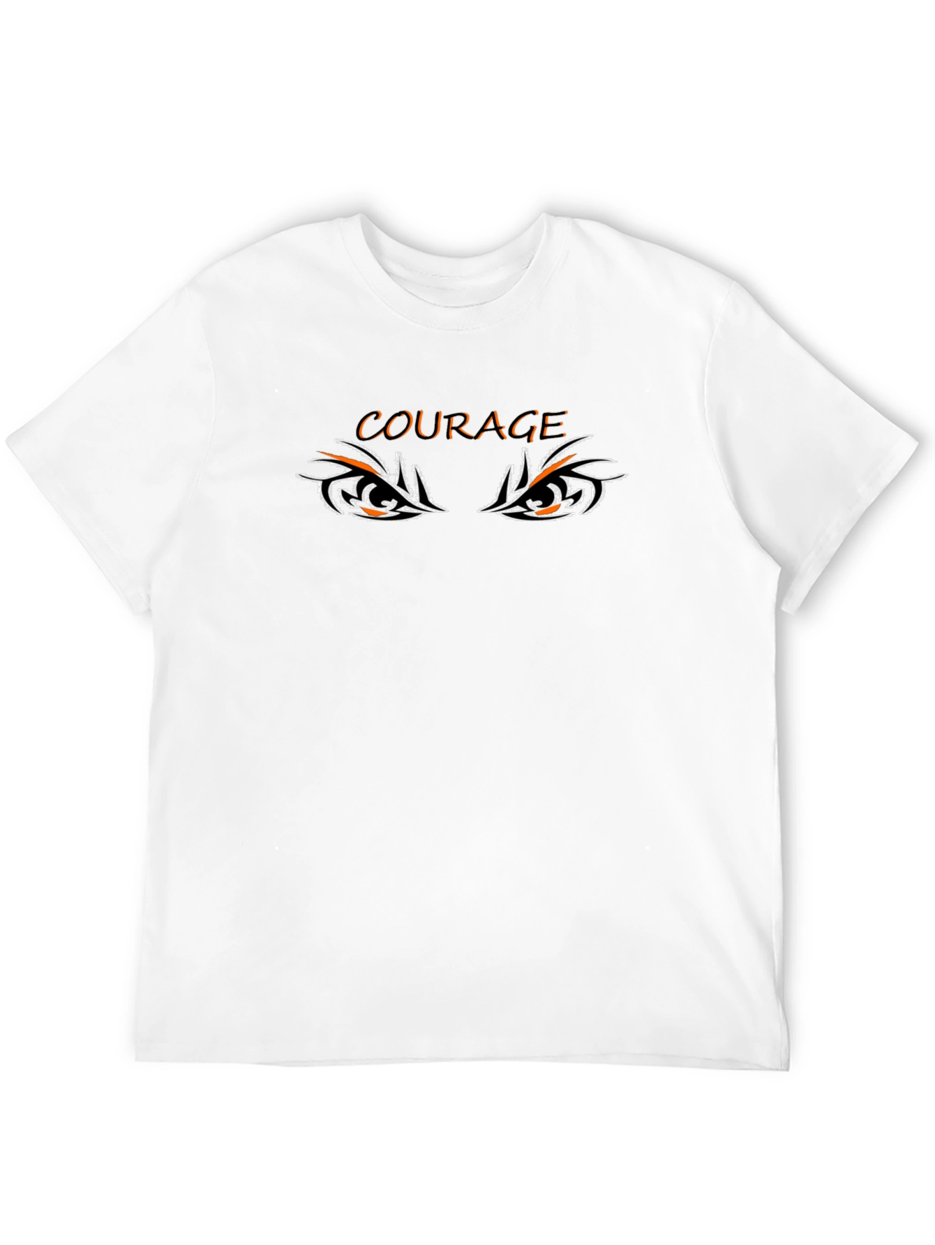 Courage Tiger Eyes Graphic Tee - Black Cotton T-Shirt