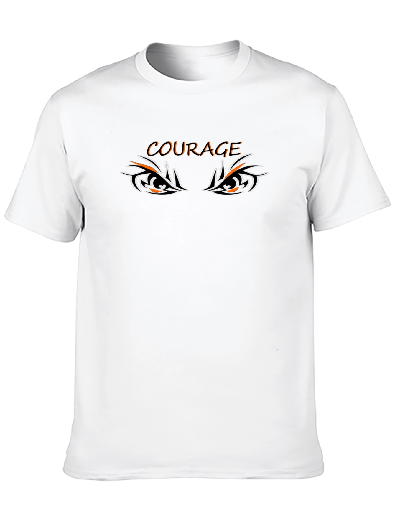 Courage Tiger Eyes Graphic Tee - Black Cotton T-Shirt