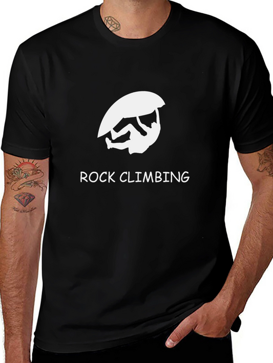 Rock Climbing T-Shirt - Black Cotton Tee for Climbers