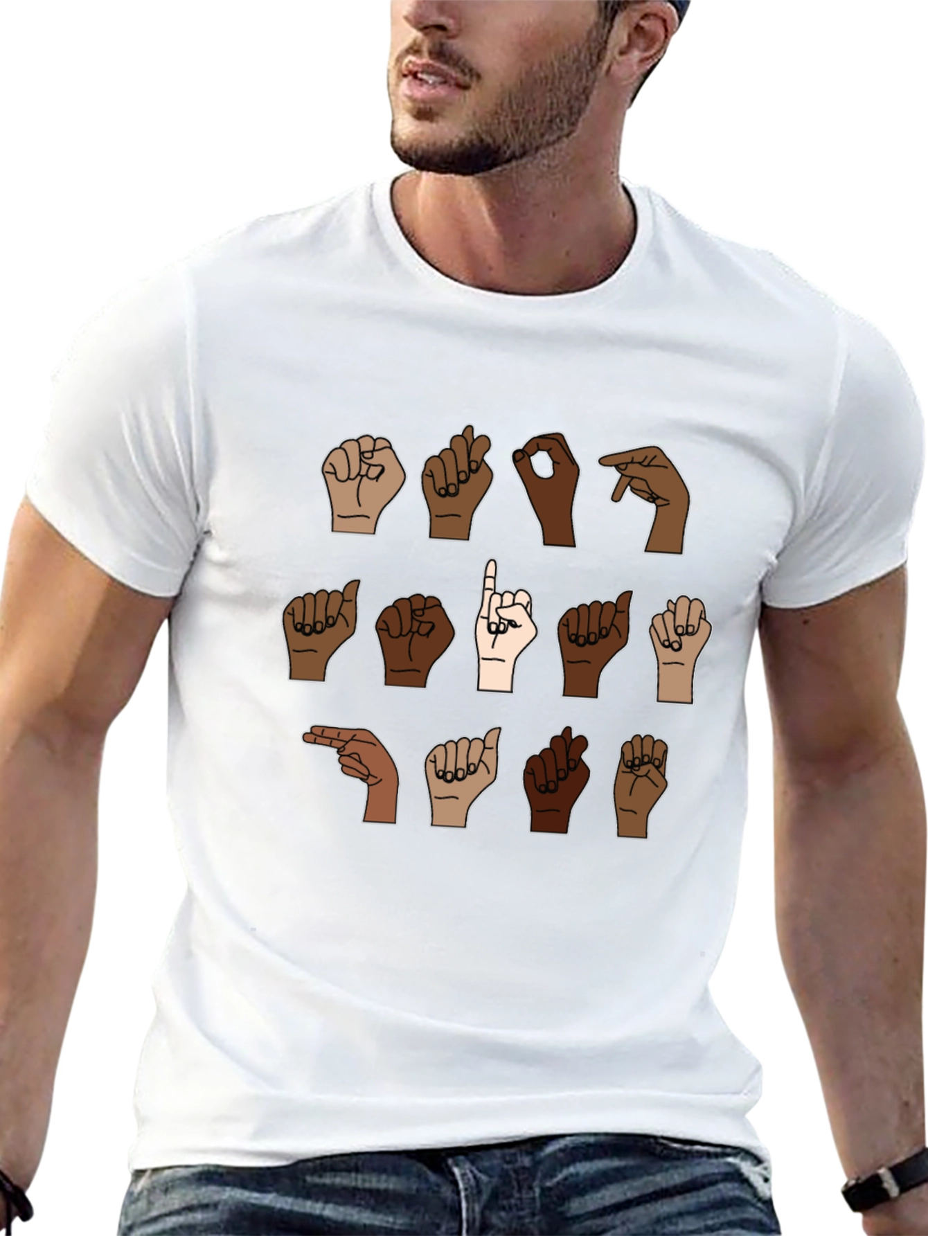 Diverse Hands ASL Black T-Shirt