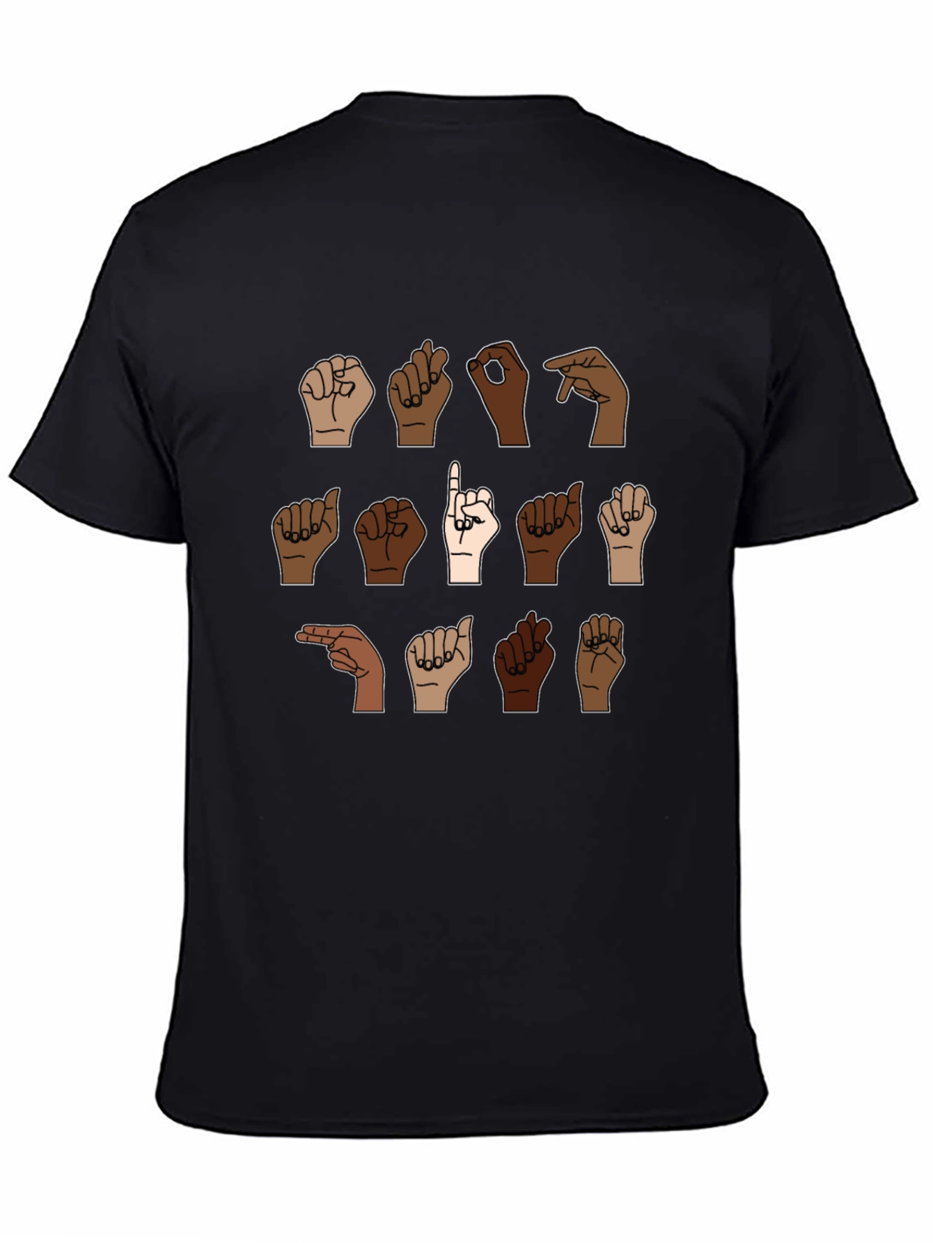 Diverse Hands ASL Black T-Shirt