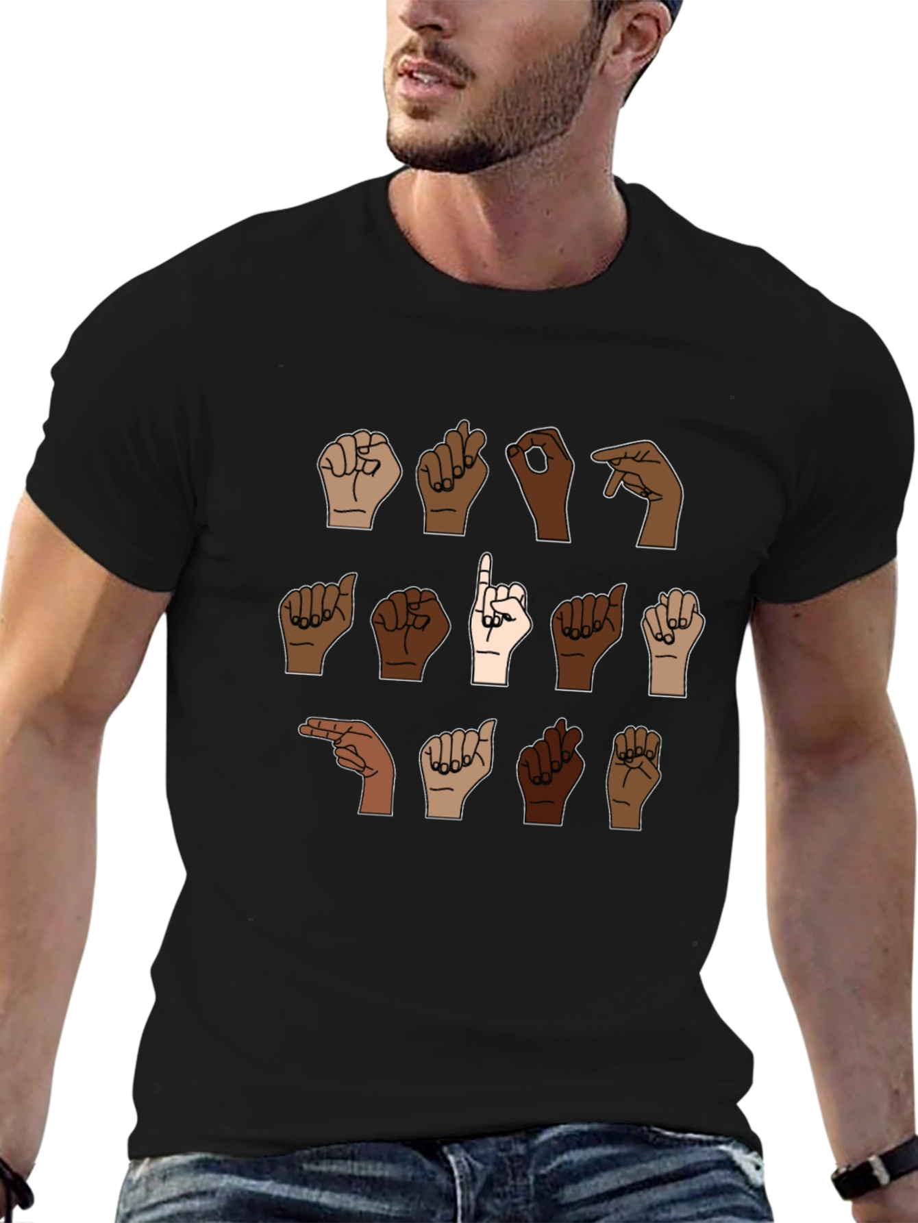 Diverse Hands ASL Black T-Shirt