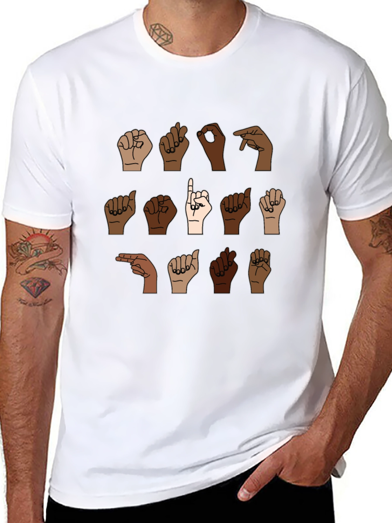 Diverse Hands ASL Black T-Shirt