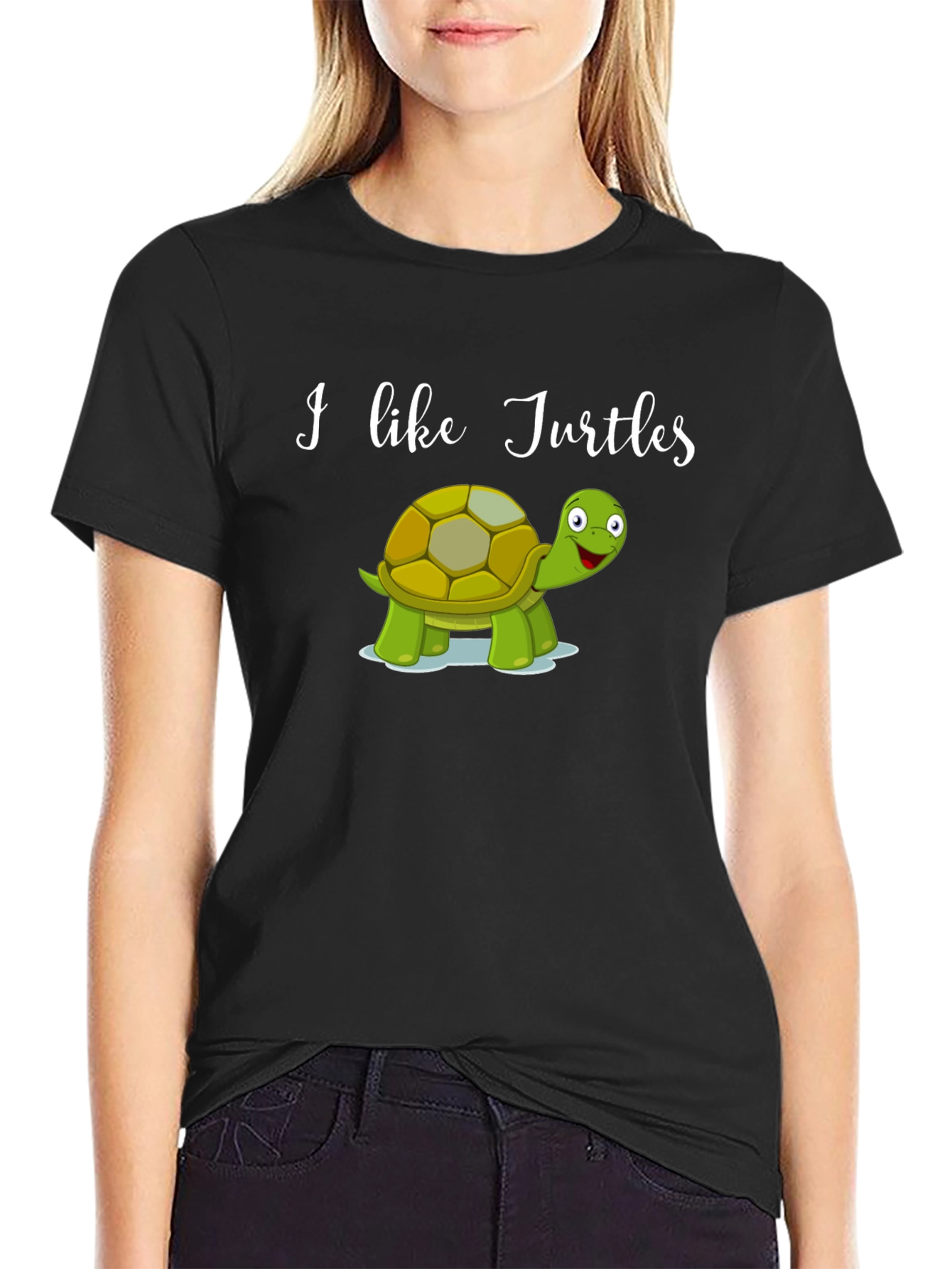 I Like Turtles Black Graphic Tee