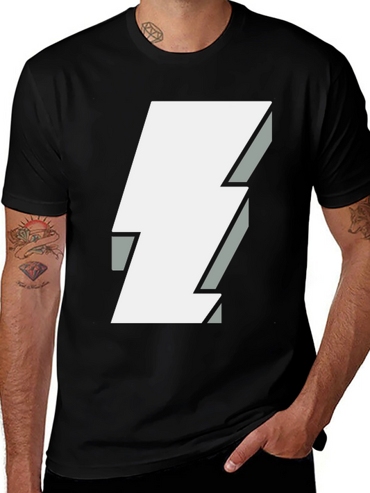 Bold Lightning Bolt Graphic Tee - Black Cotton T-Shirt
