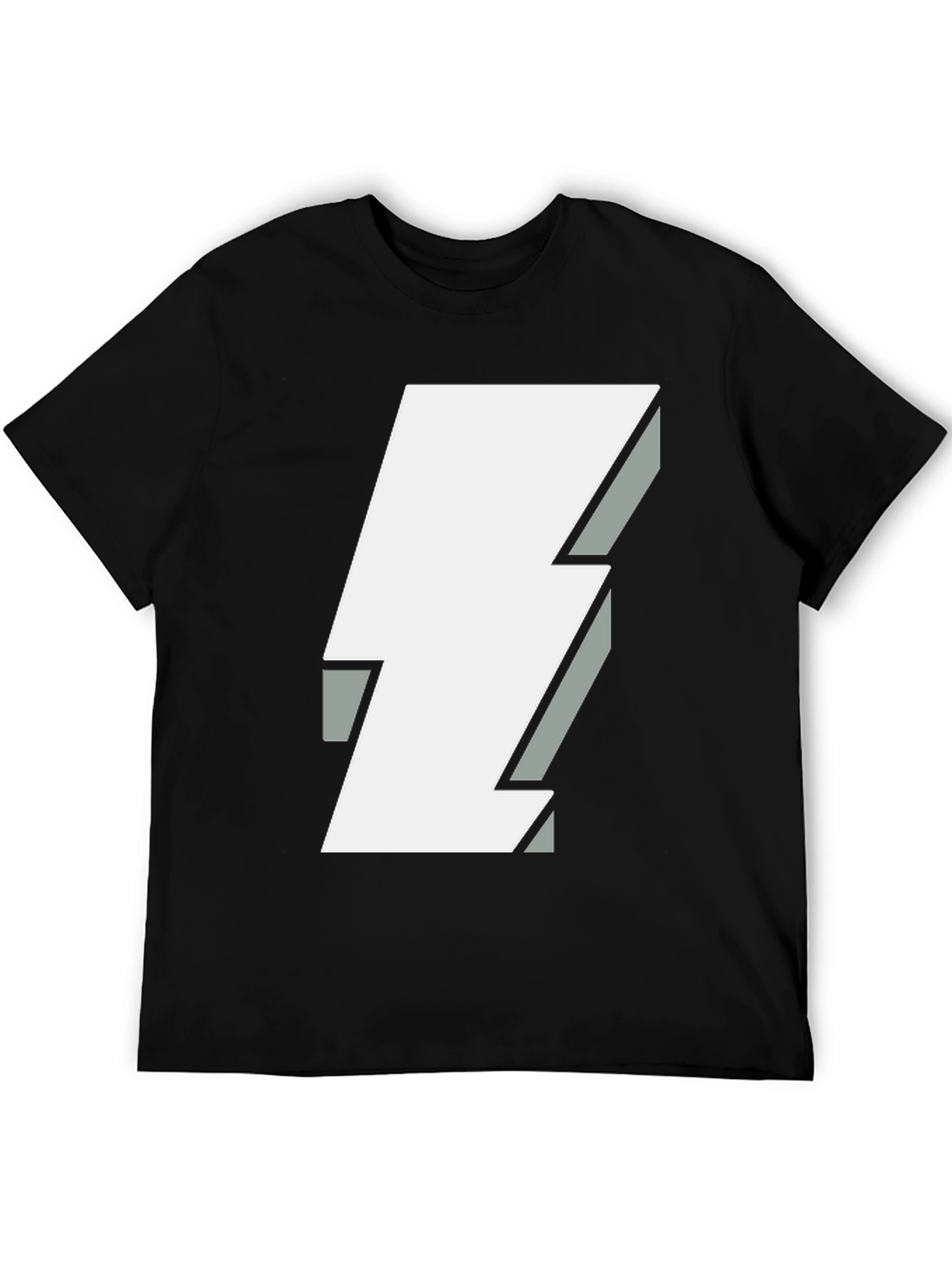 Bold Lightning Bolt Graphic Tee - Black Cotton T-Shirt