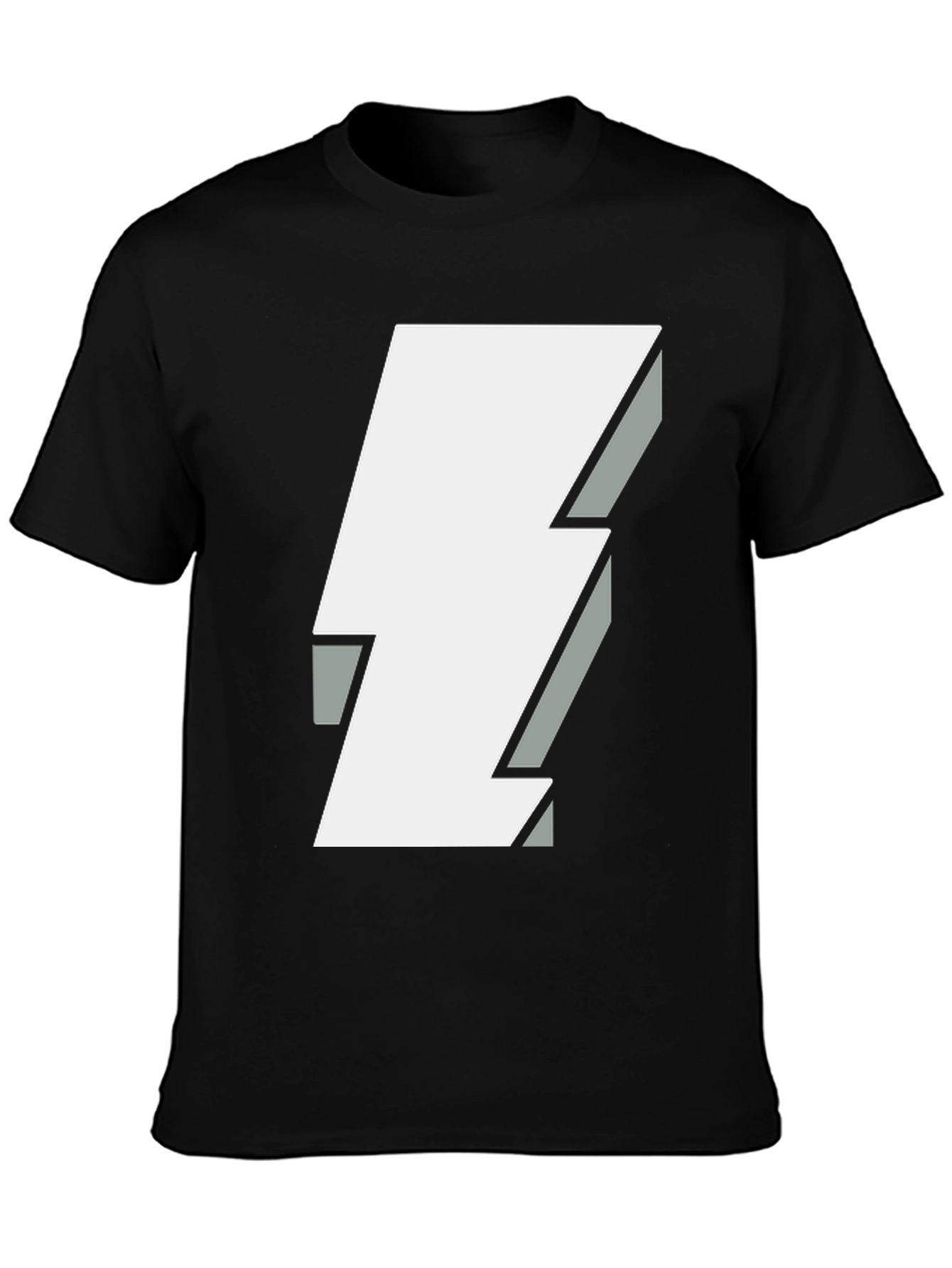 Bold Lightning Bolt Graphic Tee - Black Cotton T-Shirt