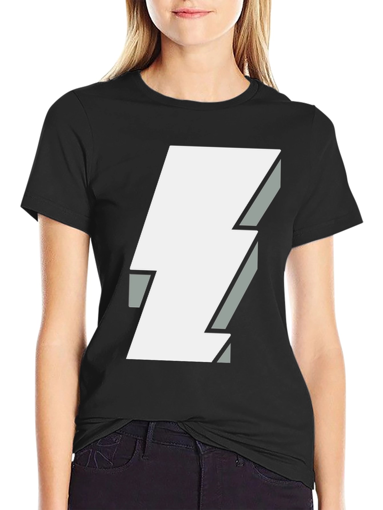 Bold Lightning Bolt Graphic Tee - Black Cotton T-Shirt