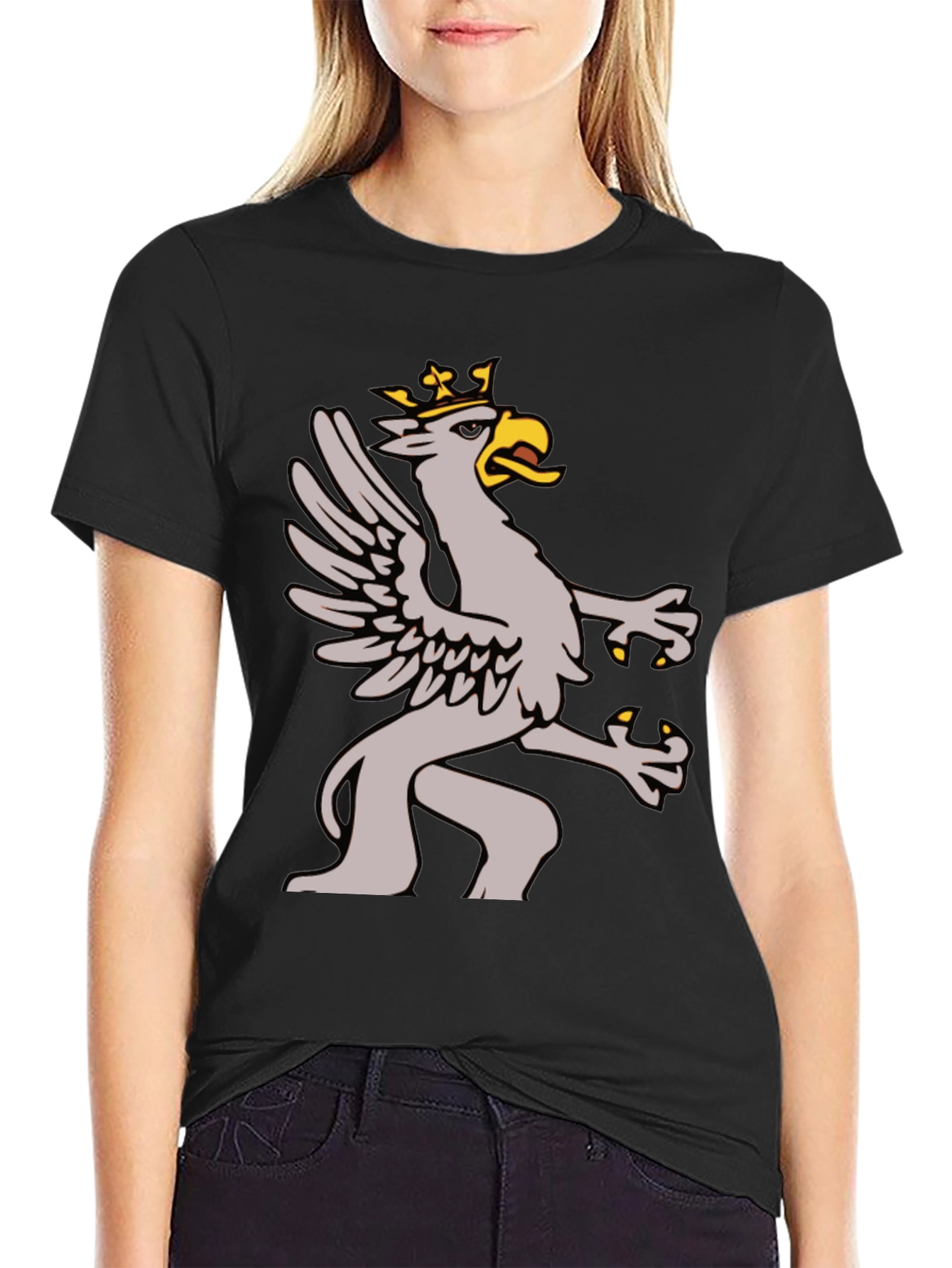 Griffin Graphic Tee - Black Cotton Blend Shirt