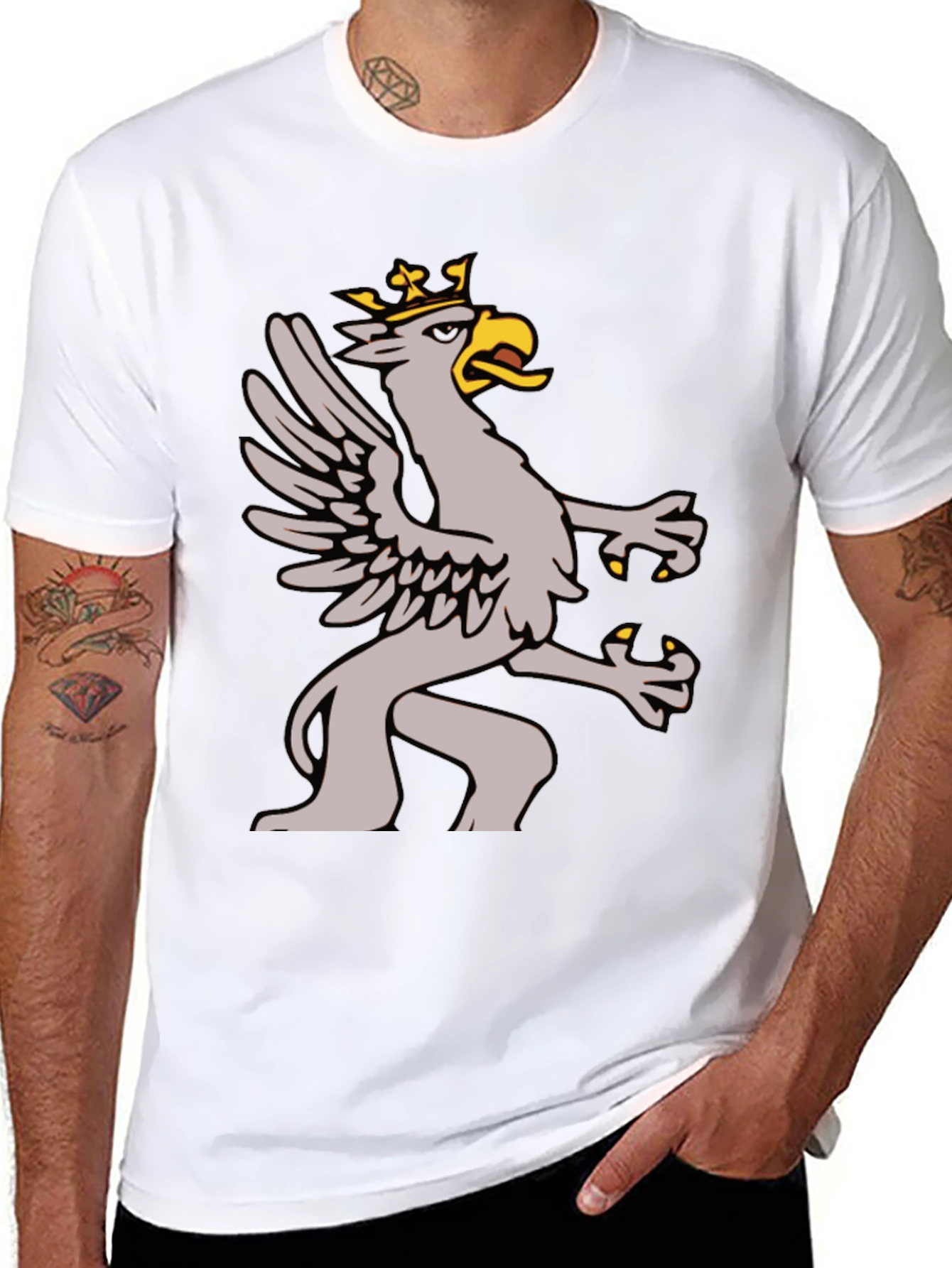 Griffin Graphic Tee - Black Cotton Blend Shirt