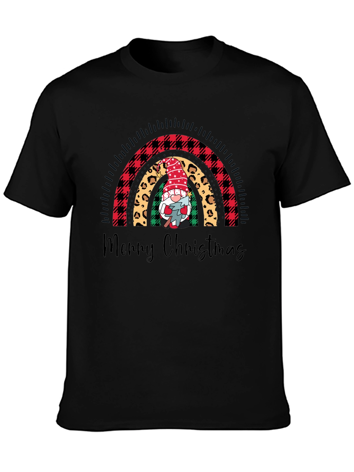 Merry Christmas Rainbow Gnome Graphic Tee