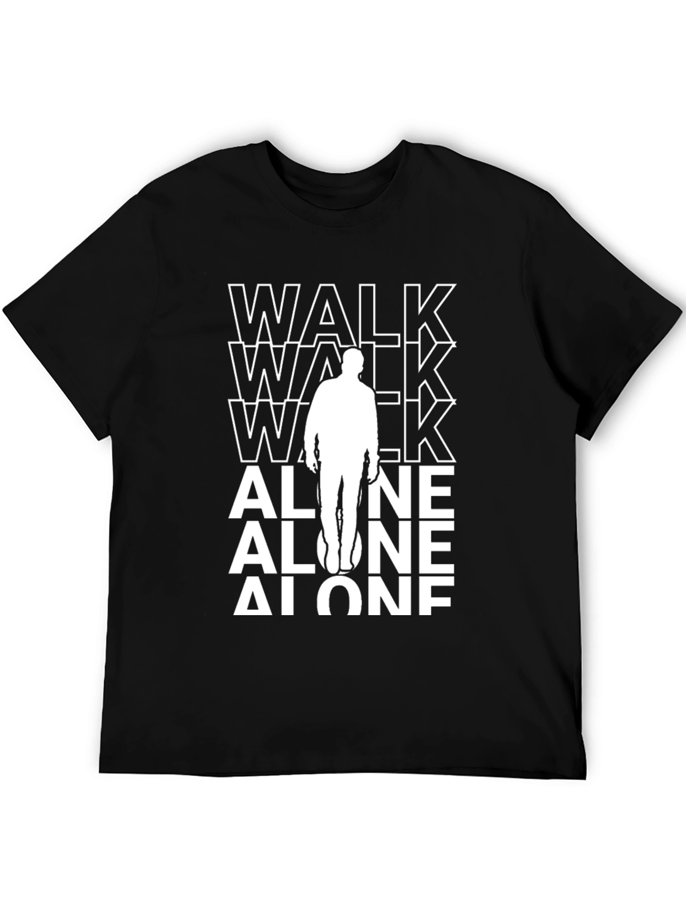 Walk Alone Graphic Tee - Black Cotton T-Shirt