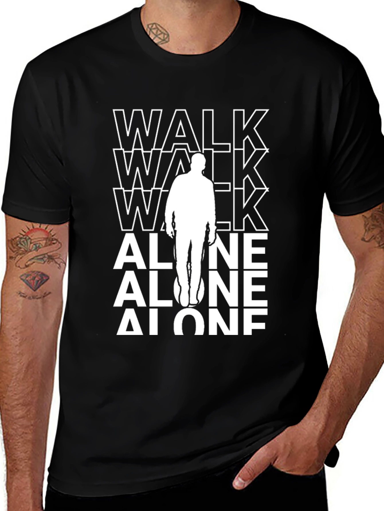 Walk Alone Graphic Tee - Black Cotton T-Shirt