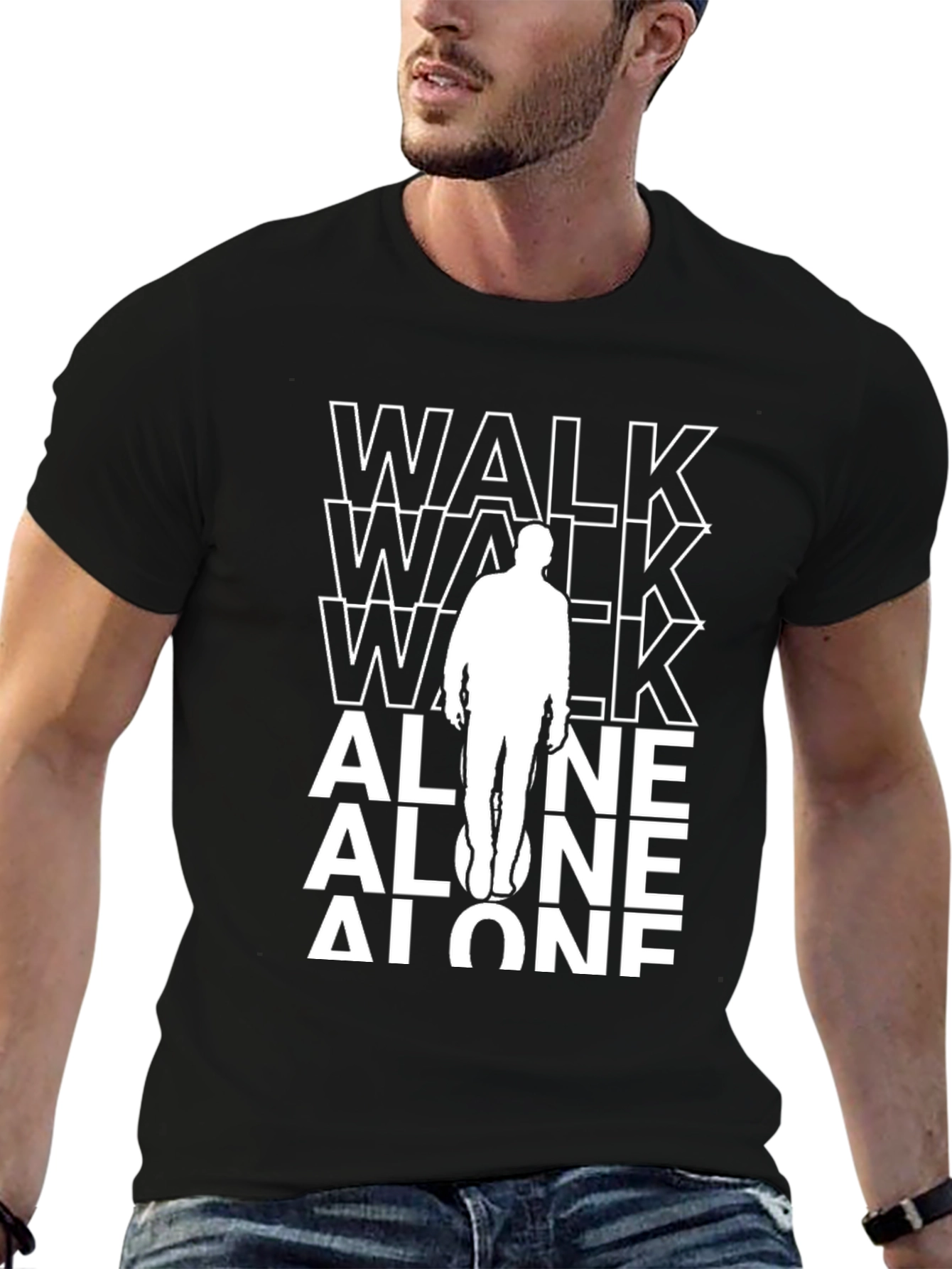 Walk Alone Graphic Tee - Black Cotton T-Shirt