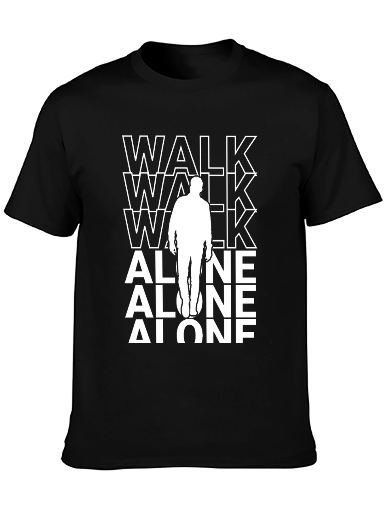 Walk Alone Graphic Tee - Black Cotton T-Shirt