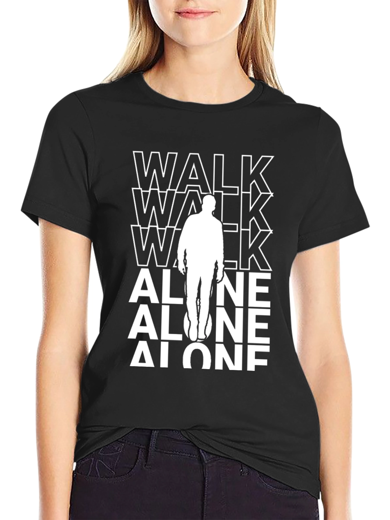 Walk Alone Graphic Tee - Black Cotton T-Shirt