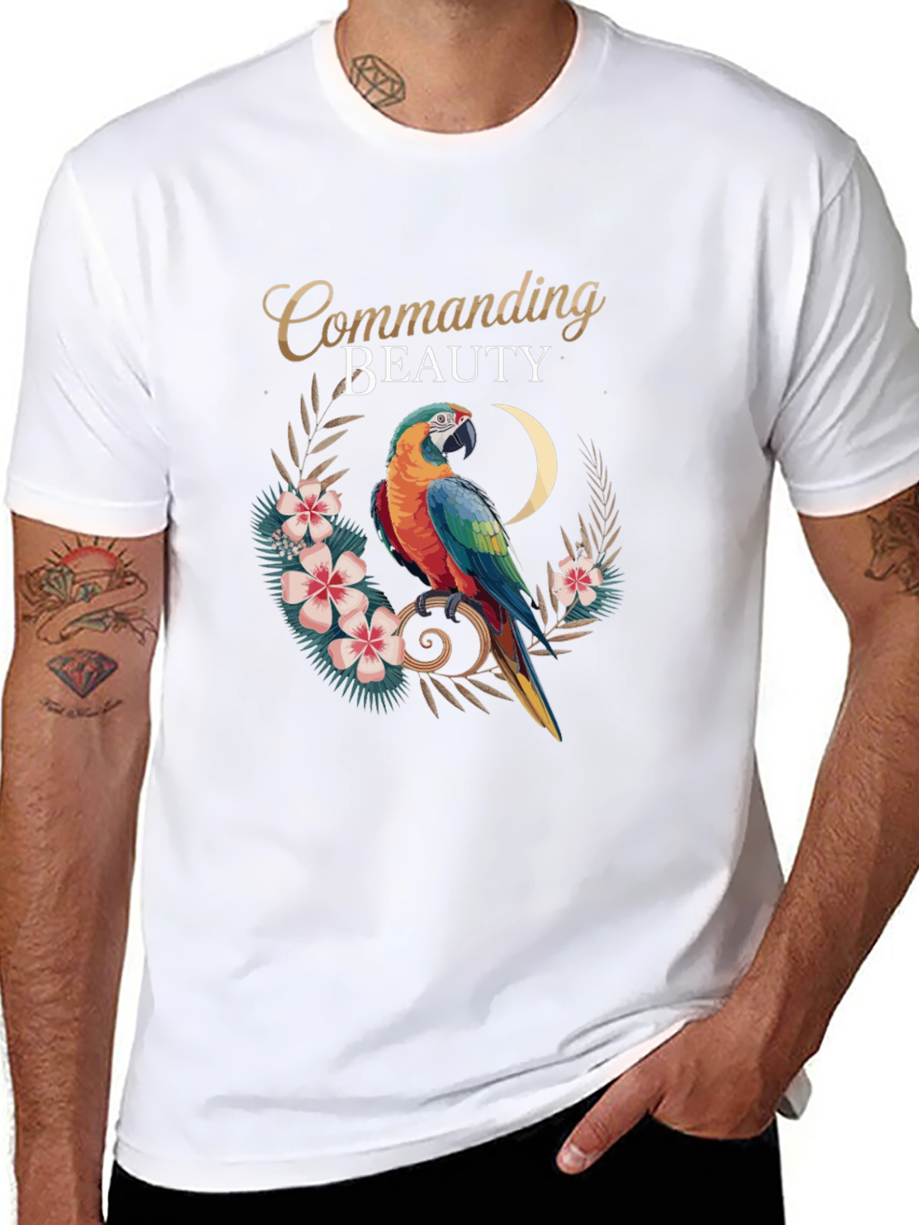 Commanding Beauty Parrot Graphic Tee