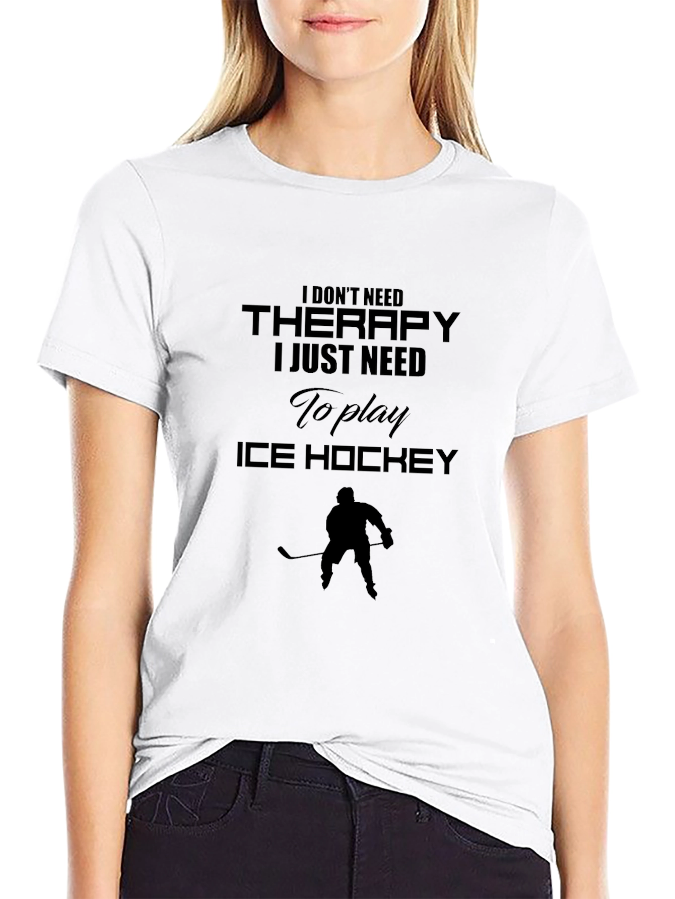 Ice Hockey Therapy Tee - Black Cotton Blend