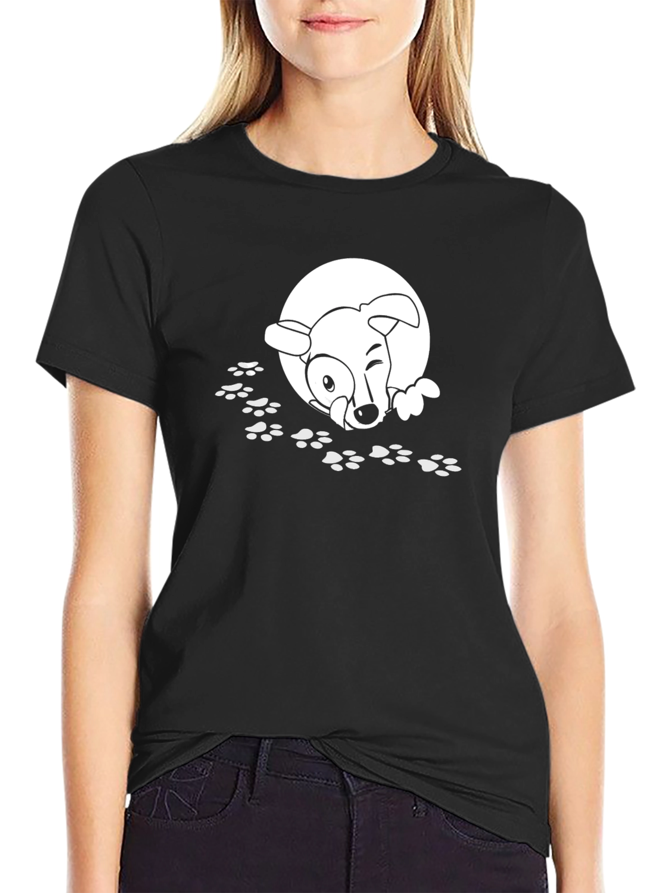 Dog Paw Print T-Shirt - Cartoon Puppy Tee