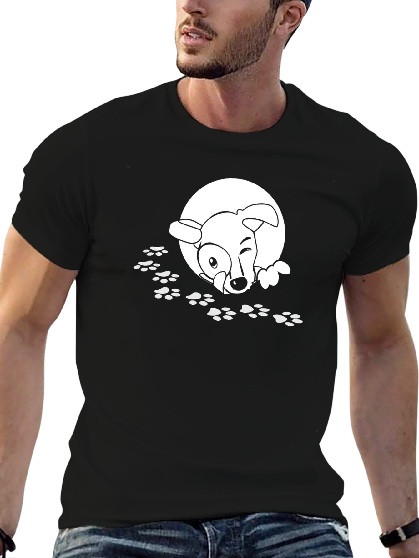 Dog Paw Print T-Shirt - Cartoon Puppy Tee