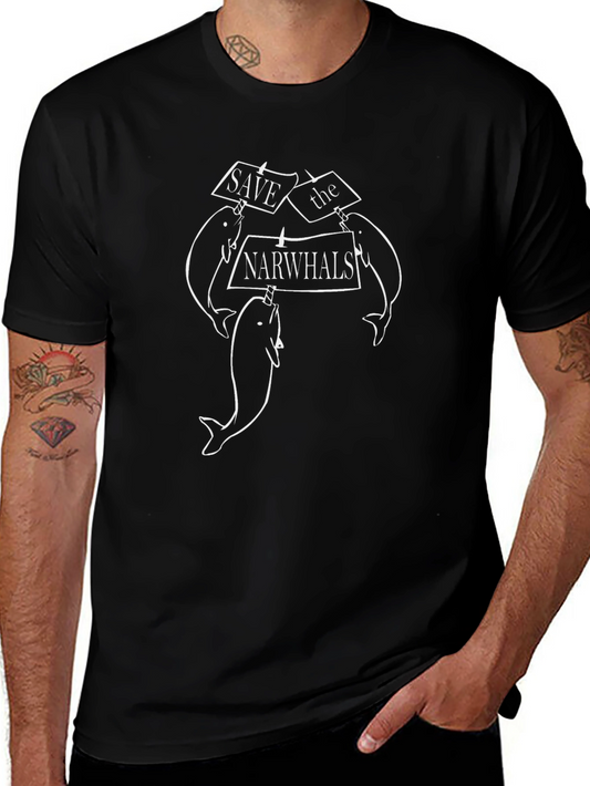 Save the Narwhals Graphic Tee - Black