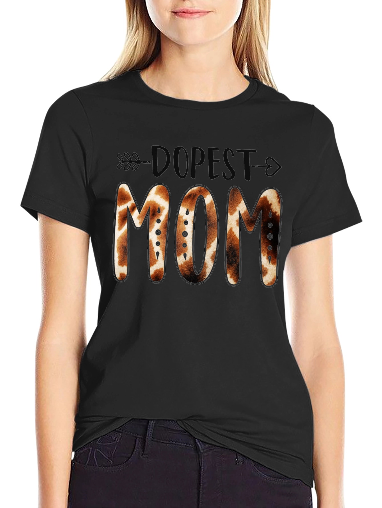 Dopest Mom Giraffe Print Graphic Tee