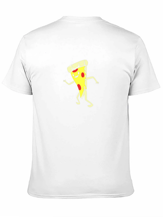 Pizza Slice Graphic Tee - Black Cotton Shirt