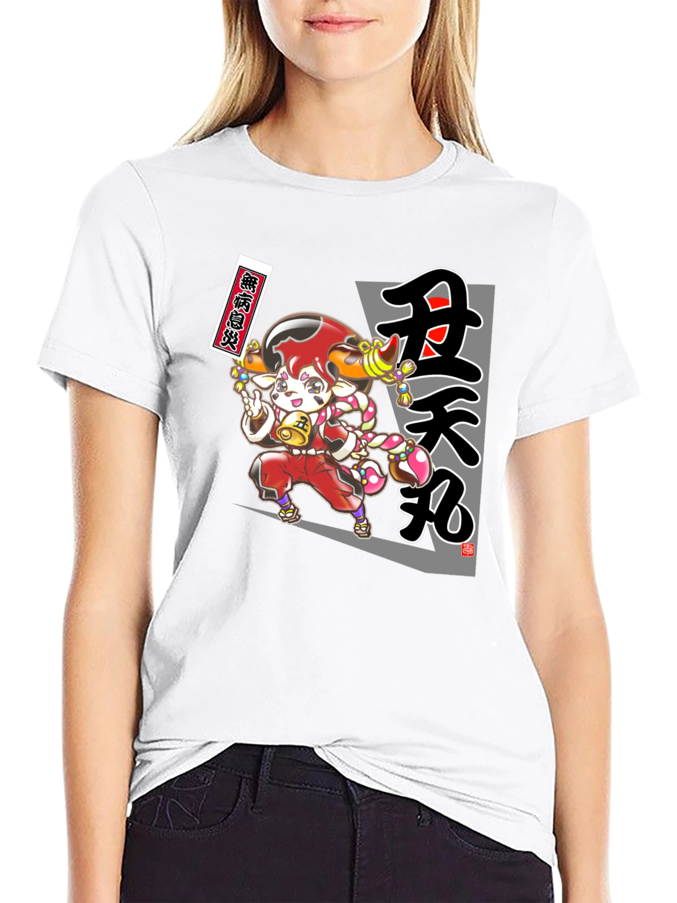 Anime Character Graphic T-Shirt - Black