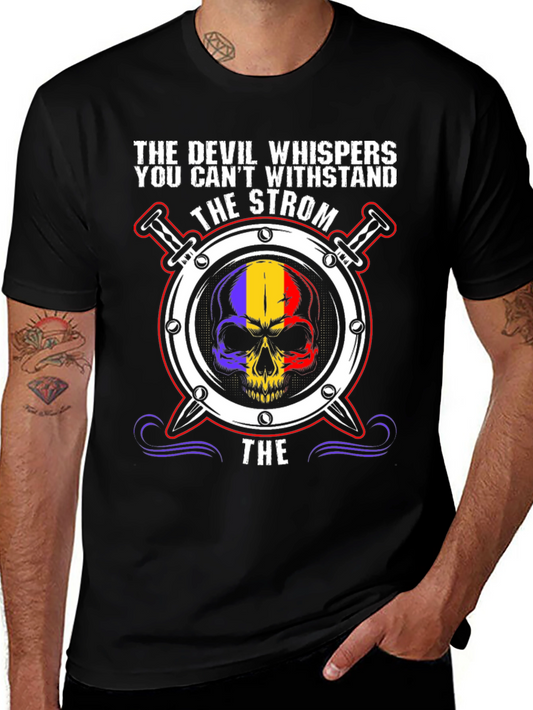 Devil Whispers Skull Graphic T-Shirt