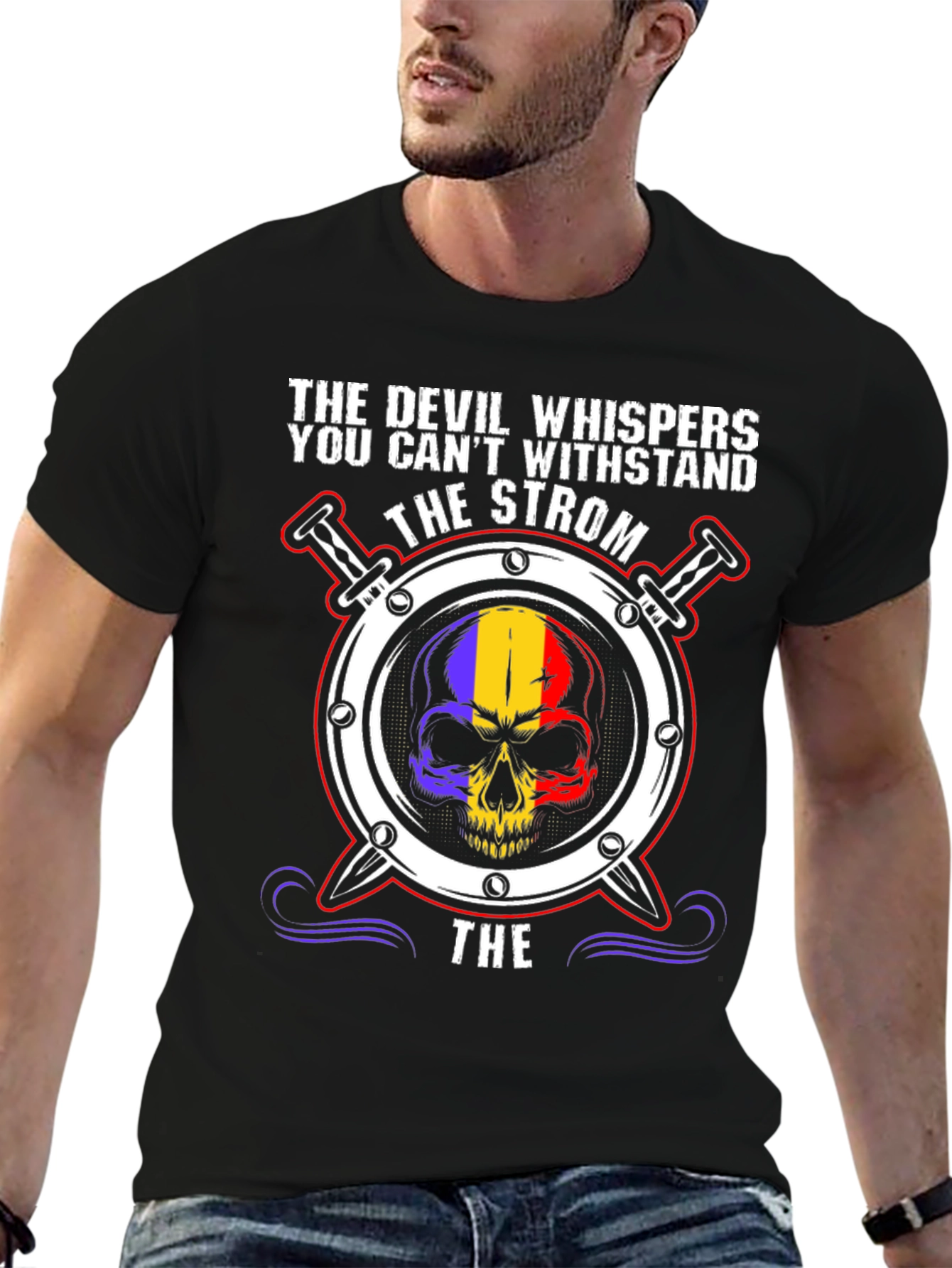 Devil Whispers Skull Graphic T-Shirt