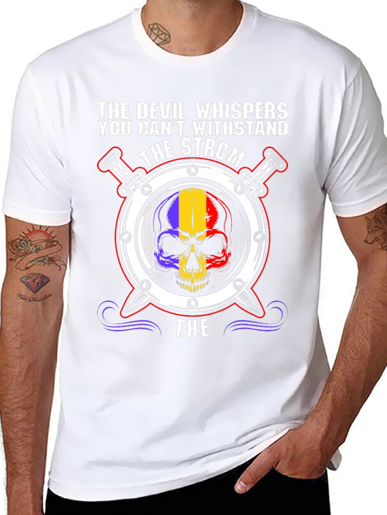 Devil Whispers Skull Graphic T-Shirt