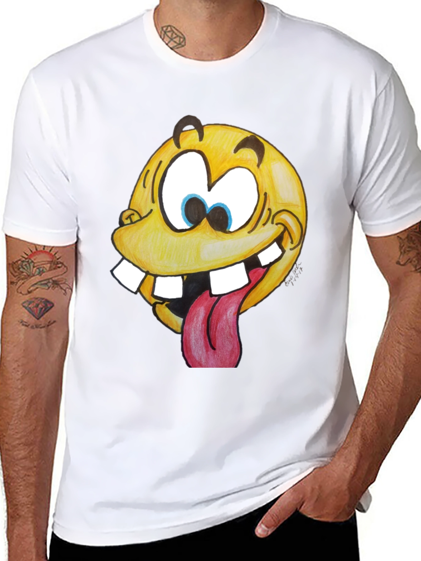 Funny Goofy Face Graphic T-Shirt - Black