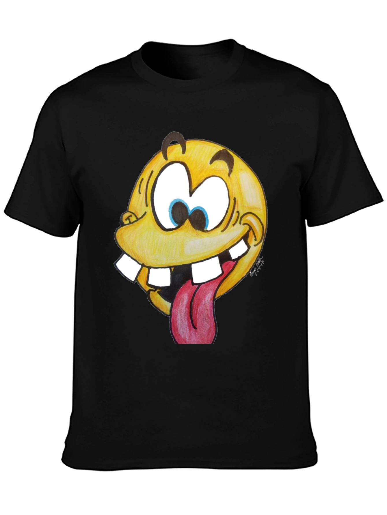 Funny Goofy Face Graphic T-Shirt - Black