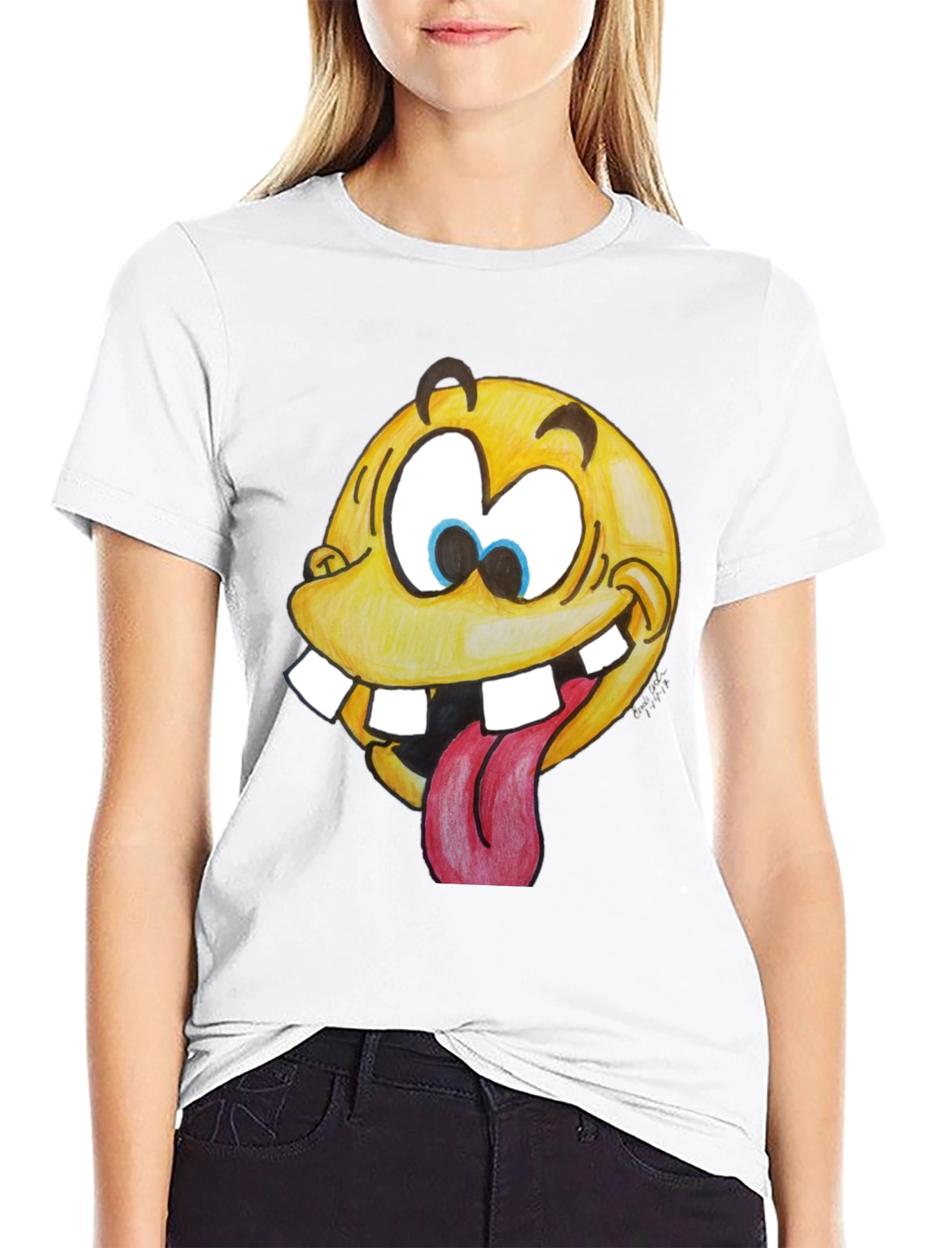 Funny Goofy Face Graphic T-Shirt - Black